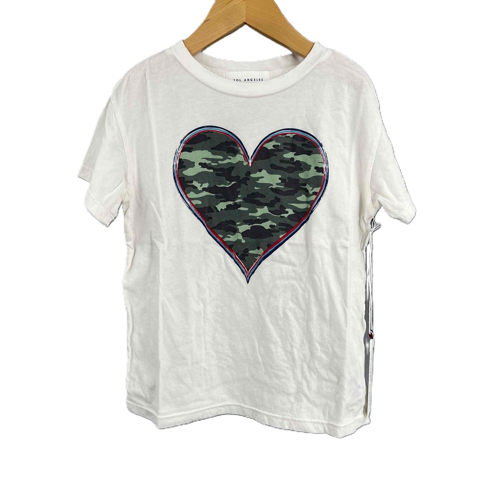 Sol Angeles Kids Tee Camouflage Heart‎ Graphic T-shirt Size 6 New